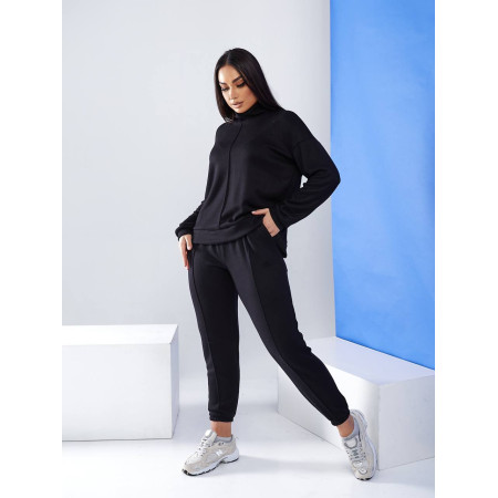 Стильний чорний ангоровий костюм oversize зі стрілками